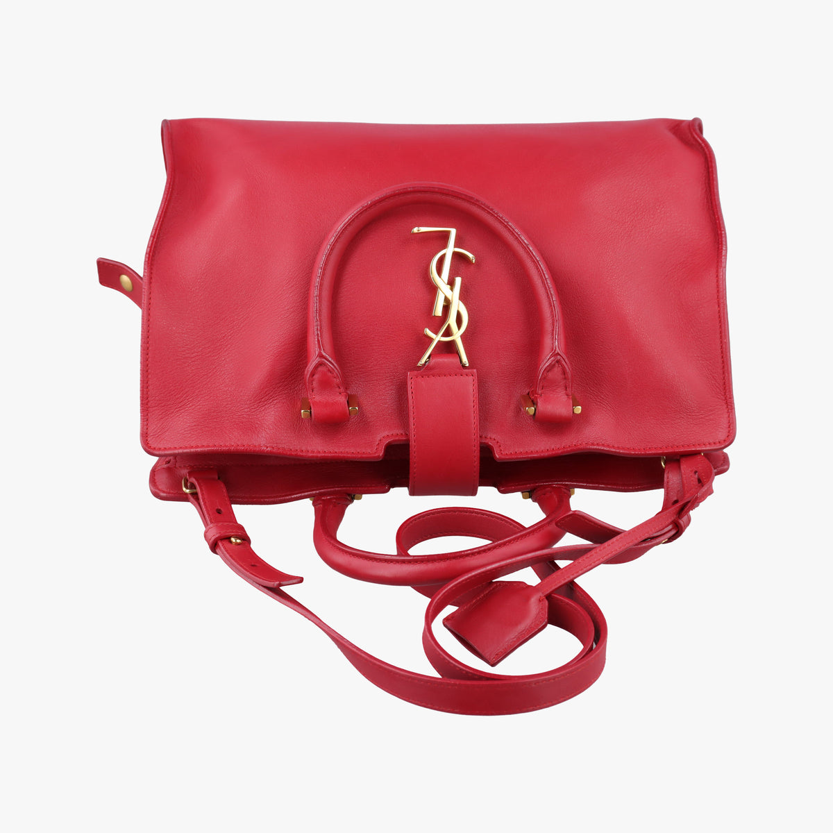 Pre-owned Yves Saint Laurent Baby Cabas Red Leather 394461 shoulderbag | stylenewstar