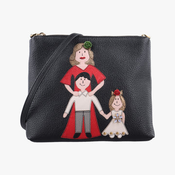 Vintage Dolce & Gabbana Family Patch Black Leather  shoulderbag | stylenewstar