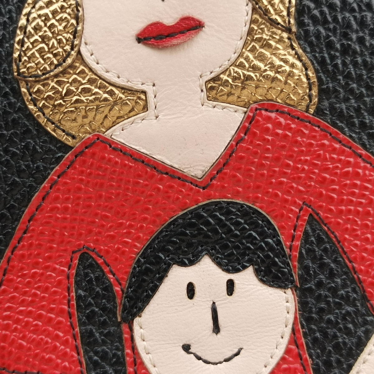 Vintage Dolce & Gabbana Family Patch Black Leather  shoulderbag | stylenewstar