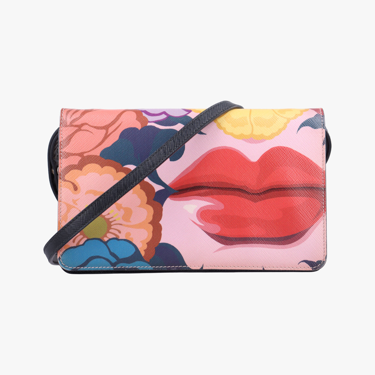 Lip print pink×Multicolour Saffiano Leather 231リッププリント ピンク×マルチカラー サフィアーノレザー 231
