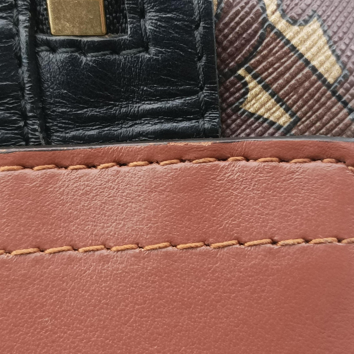 Monogram Stripe Brown×Multicolour PVC coated canvas x leather ITSAMSRL3335CAMモノグラムストライプ ブラウン×マルチカラー PVCコーティングキャンバス×レザー ITSAMSRL3335CAM