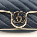 GG Marmont White×blue Leather 574969 GGマーモント ホワイト×ブルー レザー 574969
