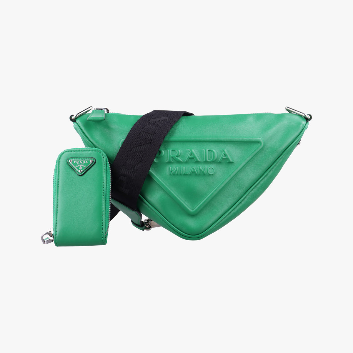 triangle embossed logo Green Leather 1BH190 7/Dトライアングル エンボスロゴ グリーン レザー 1BH190 7/D