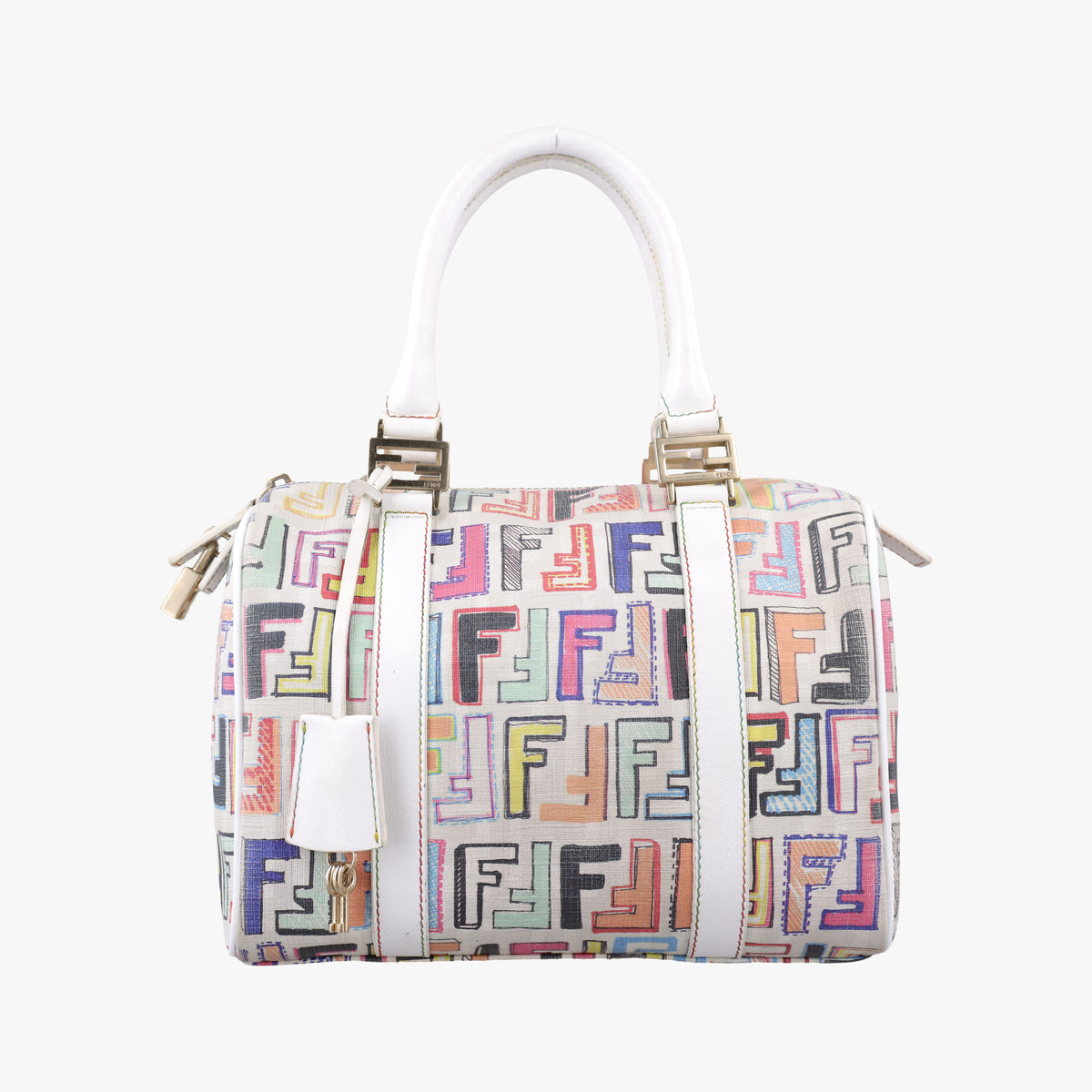 Zucca Boston White x Multicolor PVC coated canvas 8BL068 2305/8BL068/BBP/099ズッカ ボストン ホワイト x マルチカラー PVCコーティングキャンバス 8BL068 2305/8BL068/BBP/099