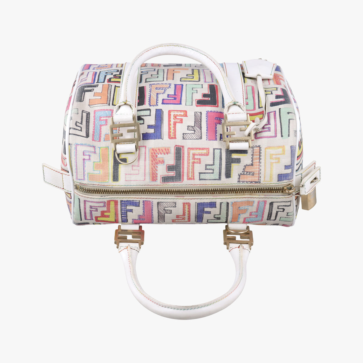 Zucca Boston White x Multicolor PVC coated canvas 8BL068 2305/8BL068/BBP/099ズッカ ボストン ホワイト x マルチカラー PVCコーティングキャンバス 8BL068 2305/8BL068/BBP/099