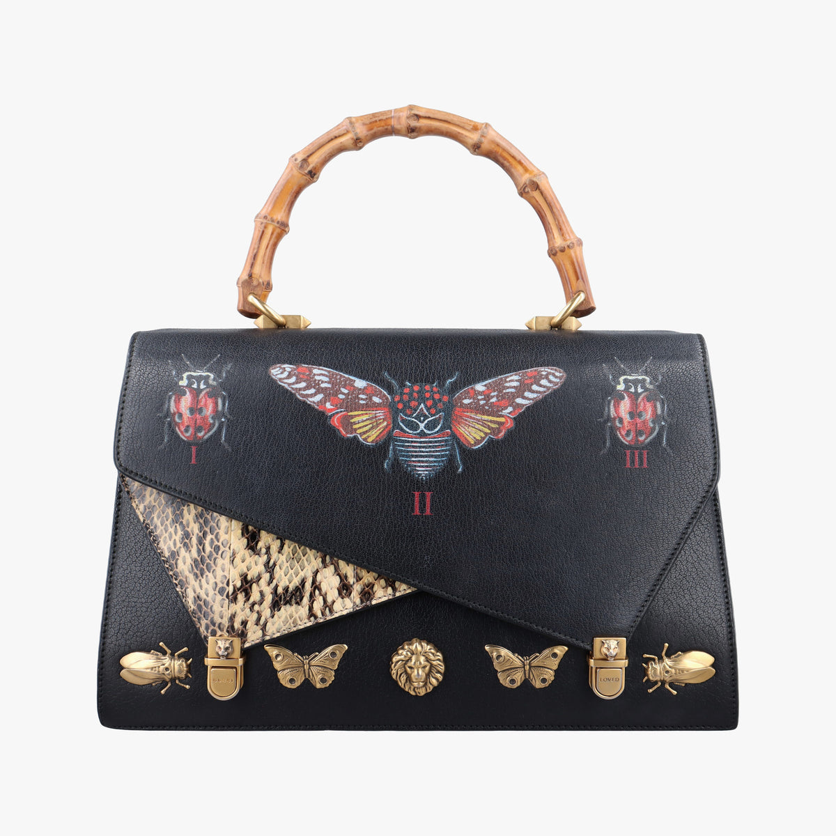 Ottilia Black×Multicolour Leather×snakeskin 488712 B022944604オッティリア ブラック×マルチカラー レザー×ヘビ革 488712 B022944604