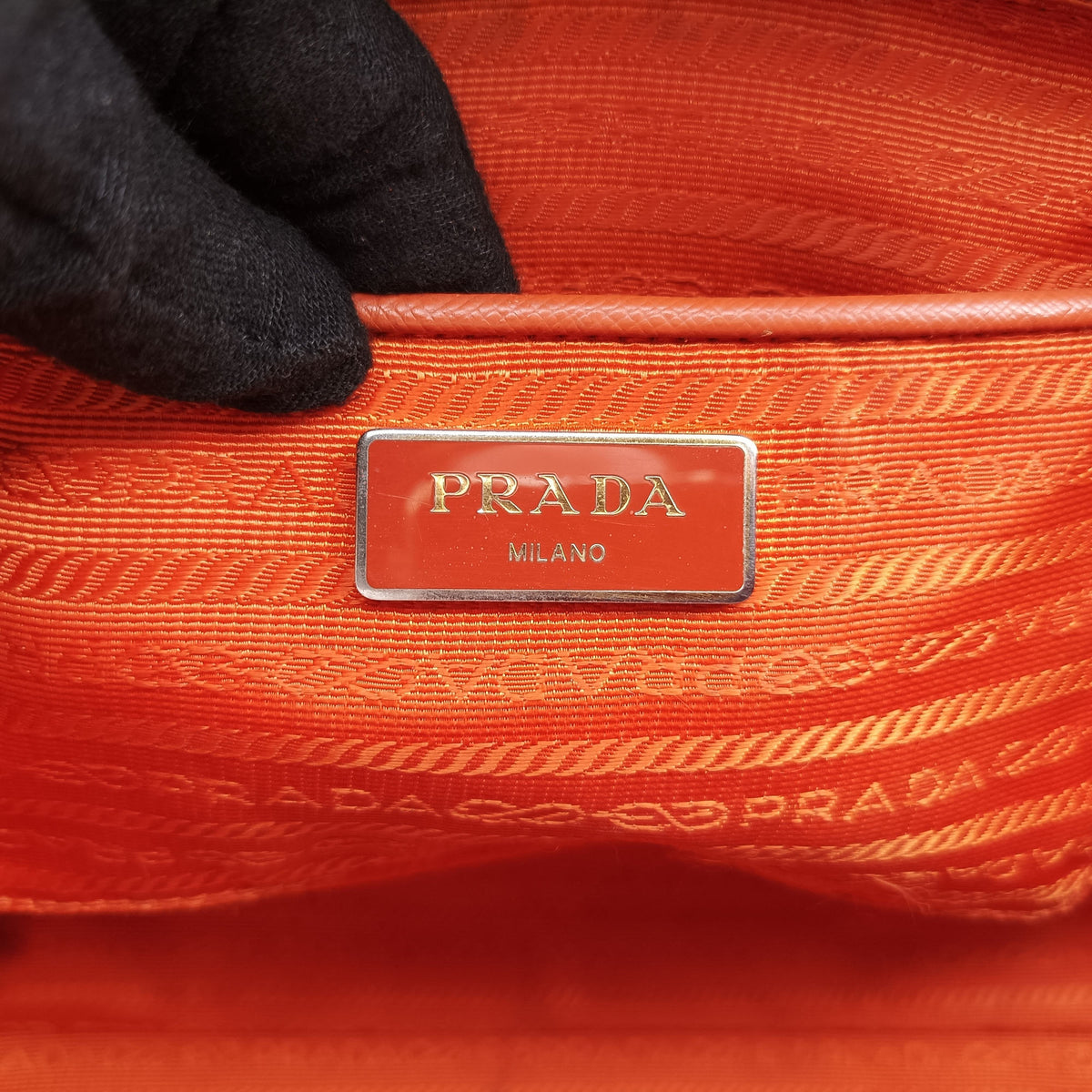 Triangle logo Orange x Yellow Saffiano leather 31/H 165トライアングルロゴ オレンジ x イェロー サフィアーノレザー 31/H 165
