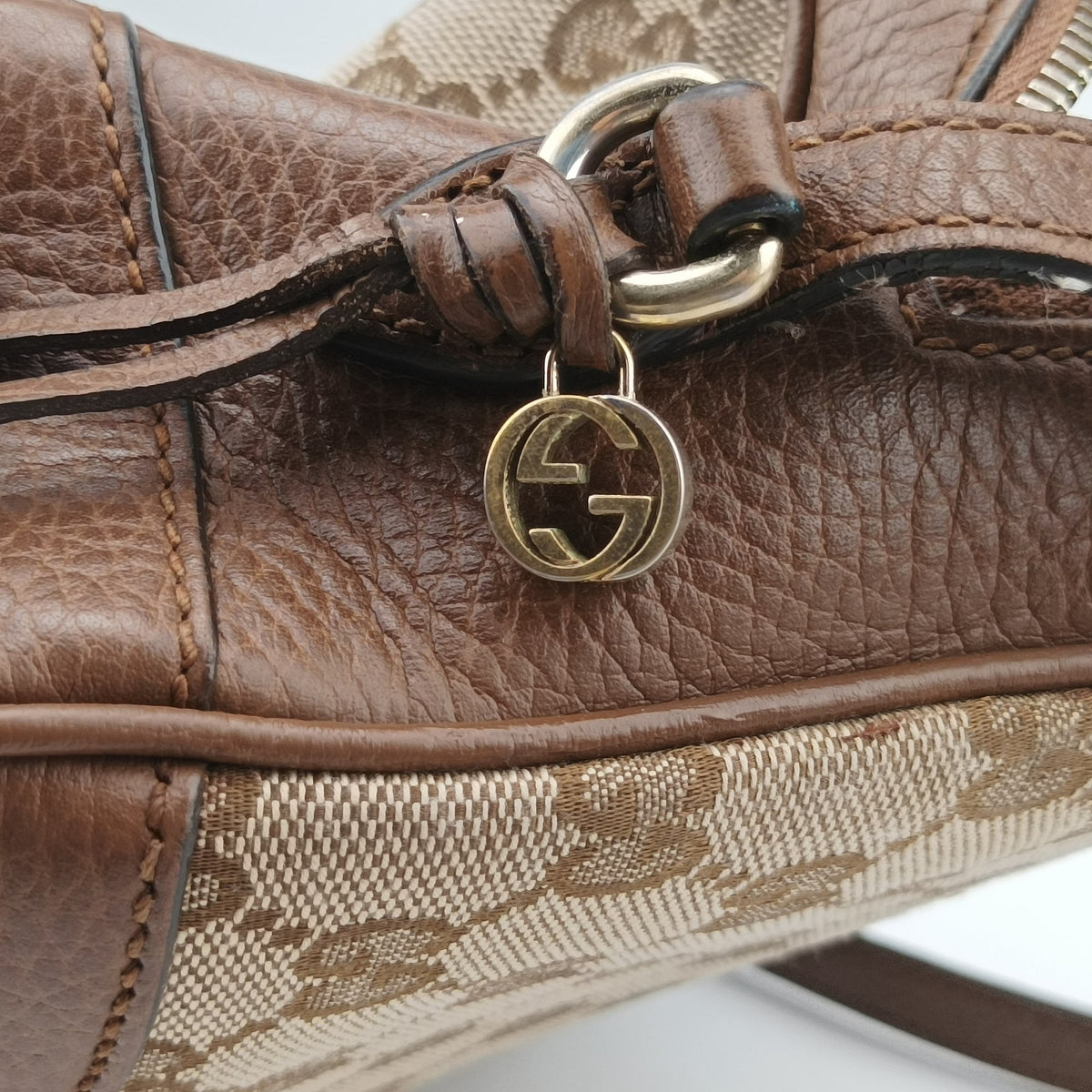Bree Microguccissima Beige x Brown canvas×leather 449413 H033604107ブリー マイクログッチシマ ベージュ x ブラウン キャンバス×レザー 449413 H033604107