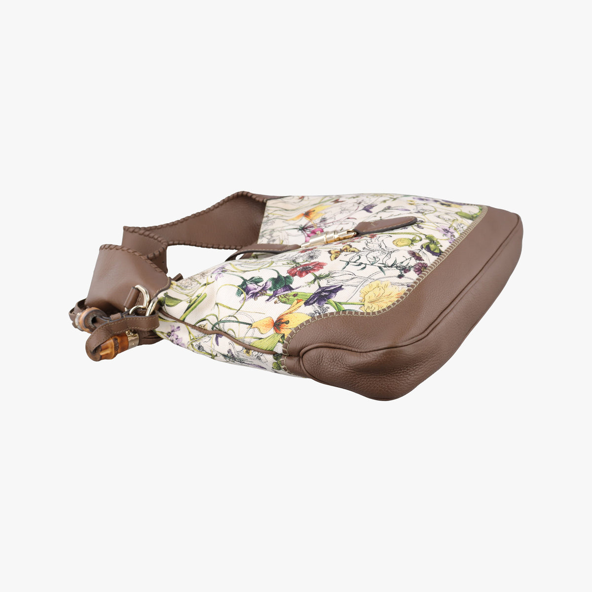 New Jackie Flora brown×Multicolour canvas×leather 246907 E013109413ニュージャッキー フローラ ブラウン×マルチカラー キャンバス×レザー 246907 E013109413