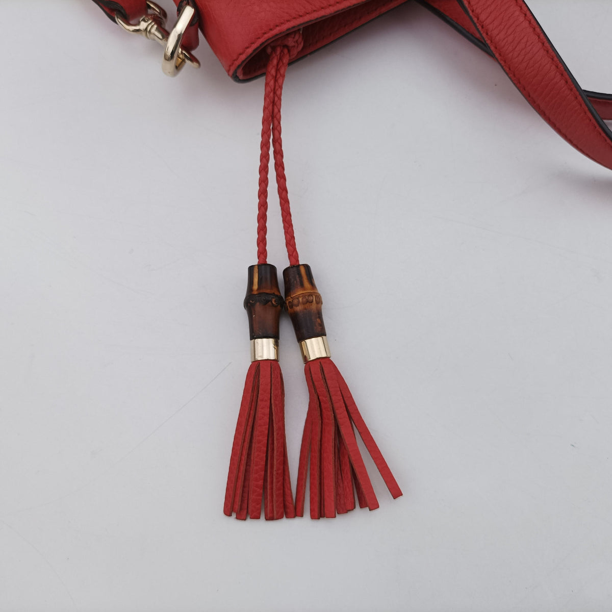 Bamboo tassel fringe Red Leather 365346 I020080476バンブー タッセルフリンジ レッド レザー 365346 I020080476
