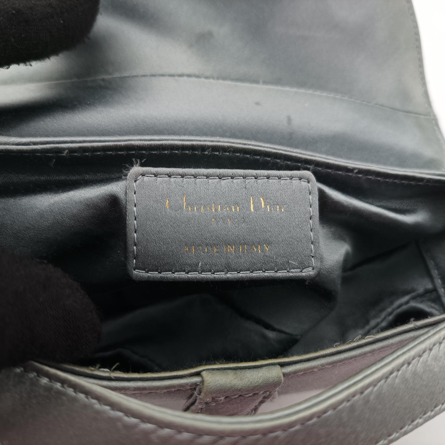 クリスチャンディオール Christian Dior ハンドバッグ レディース サドルバッグ グレー シルク 01-RU-0149