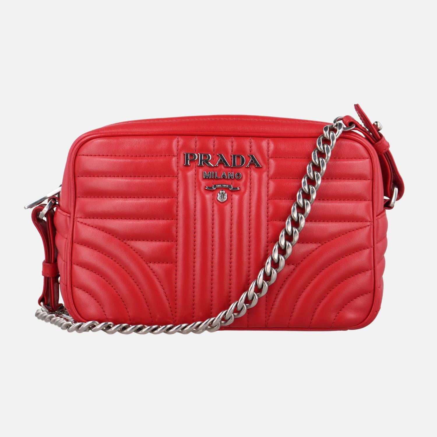 プラダ Prada ショルダーバッグ レディース ダイアグラム レッド レザー 31/O