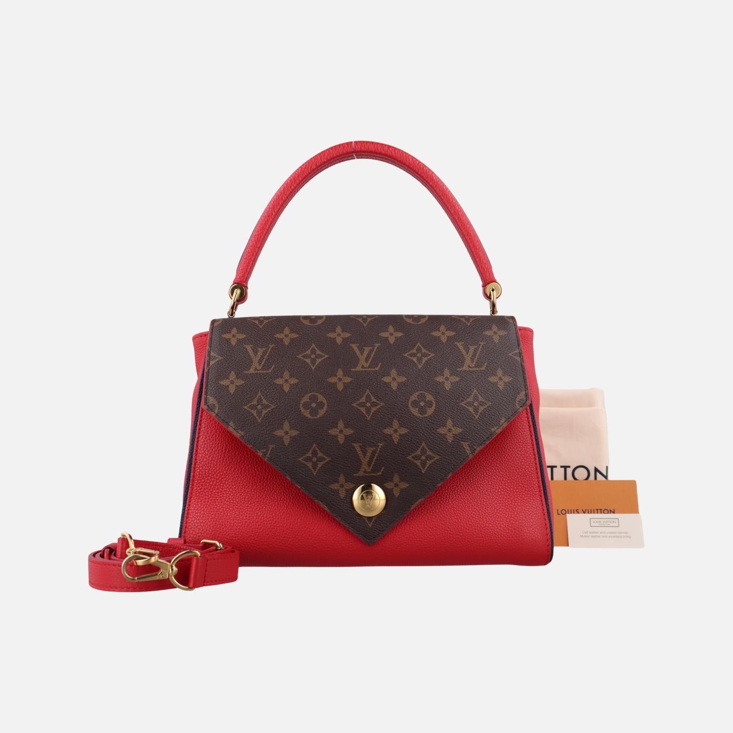 ルイヴィトン Louis Vuitton ショルダーバッグ レディース ドゥブルV レッド モノグラムキャンバス×カーフレザー M54624 TR1167