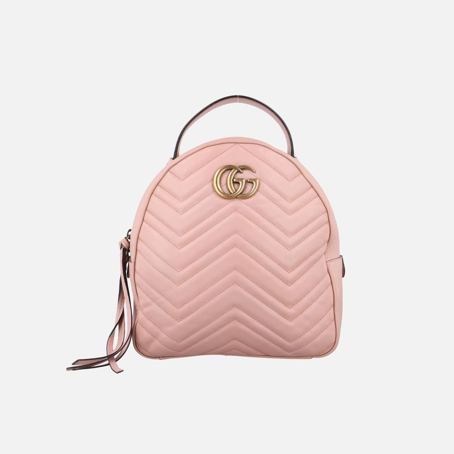 グッチ Gucci リュック/バックパック レディース GGマーモント ピンク レザー