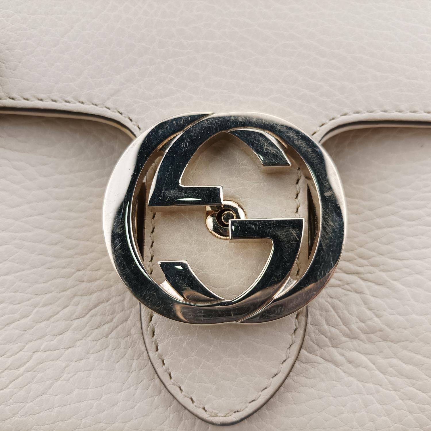 グッチ Gucci ショルダーバッグ レディース インターロッキングG ホワイト レザー