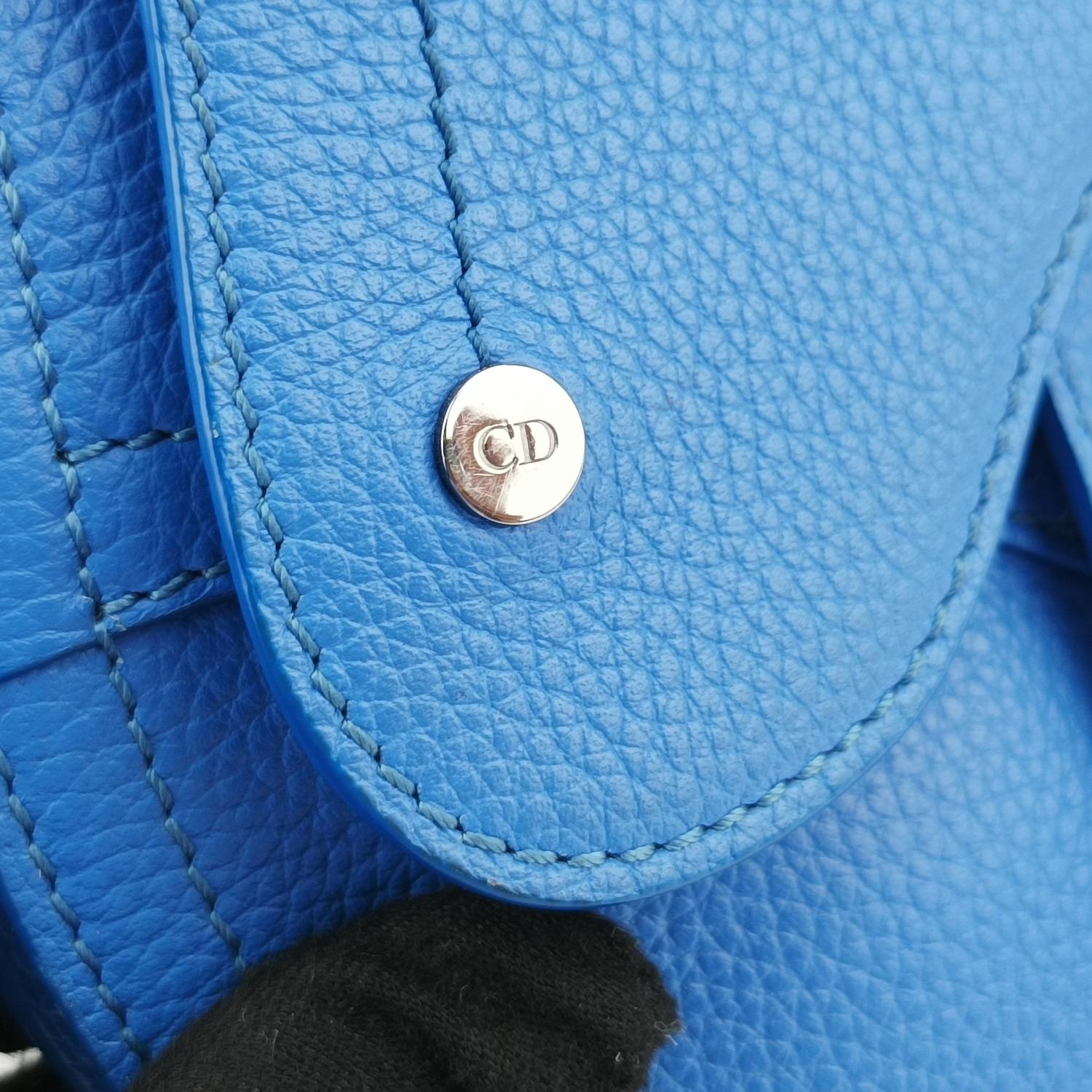 クリスチャンディオール Christian Dior ショルダーバッグ レディース サドルバッグ ブルー レザー 23-BO-1129