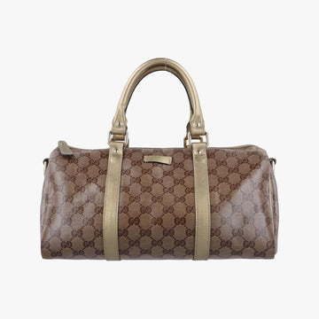 グッチ Gucci ボストンバッグ レディース GGクリスタルジョイ ブラウン PVCコーティングキャンバス 203696 213317