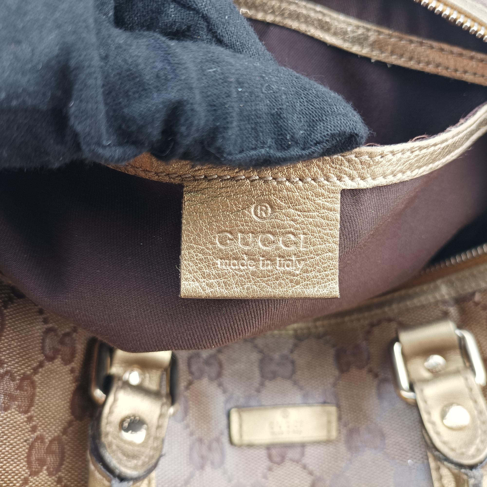 グッチ Gucci ボストンバッグ レディース GGクリスタルジョイ ブラウン PVCコーティングキャンバス 203696 213317