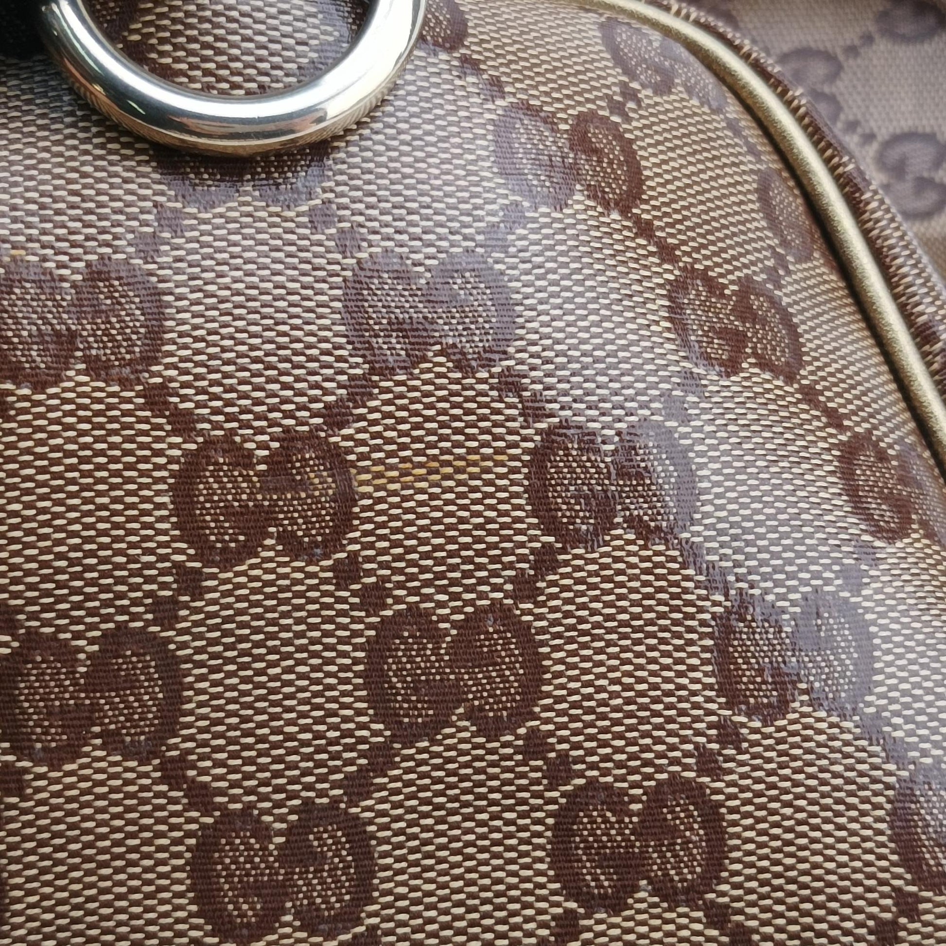 グッチ Gucci ボストンバッグ レディース GGクリスタルジョイ ブラウン PVCコーティングキャンバス 203696 213317