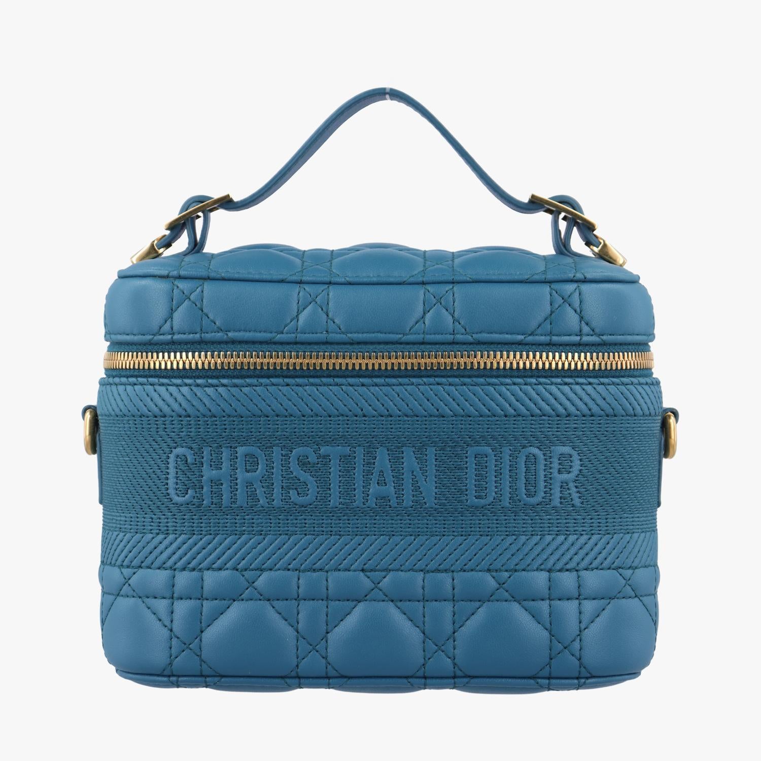 クリスチャンディオール Christian Dior ポーチ/バニティ レディース ディオールトラベル スモール ヴァニティ ブルー ラムスキン 06-BO-1220