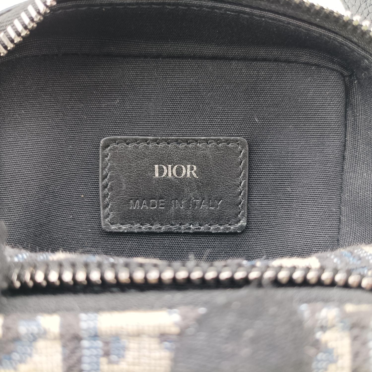 クリスチャンディオール Christian Dior ショルダーバッグ レディース ライダーマイクロポーチ ブルーブラック キャンバス 11-BO-0242