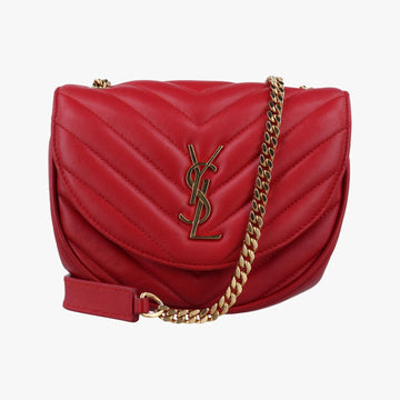 イヴサンローラン Yves saint Laurent ショルダーバッグ レディース ハーフムーン　モノグラム レッド ラムスキン BCI446757.0616