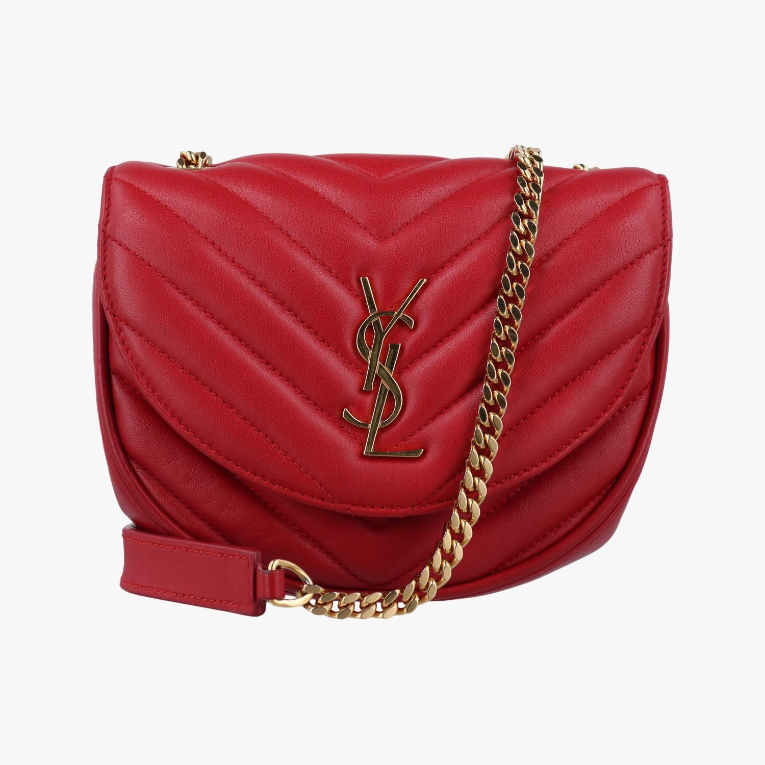 イヴサンローラン Yves saint Laurent ショルダーバッグ レディース ハーフムーン　モノグラム レッド ラムスキン BCI446757.0616