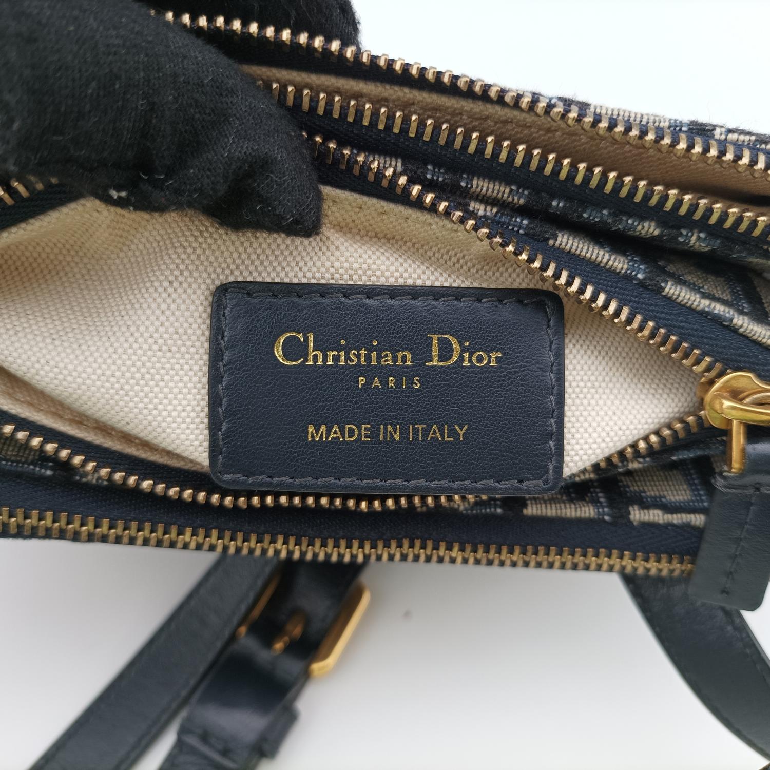 クリスチャンディオール Christian Dior ショルダーバッグ レディース サドル ブルーブラック キャンバス 12-MA-0139