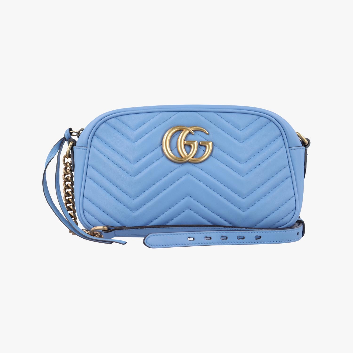 グッチ Gucci ショルダーバッグ レディース GGマーモント ブルー レザー 447632 G020981644