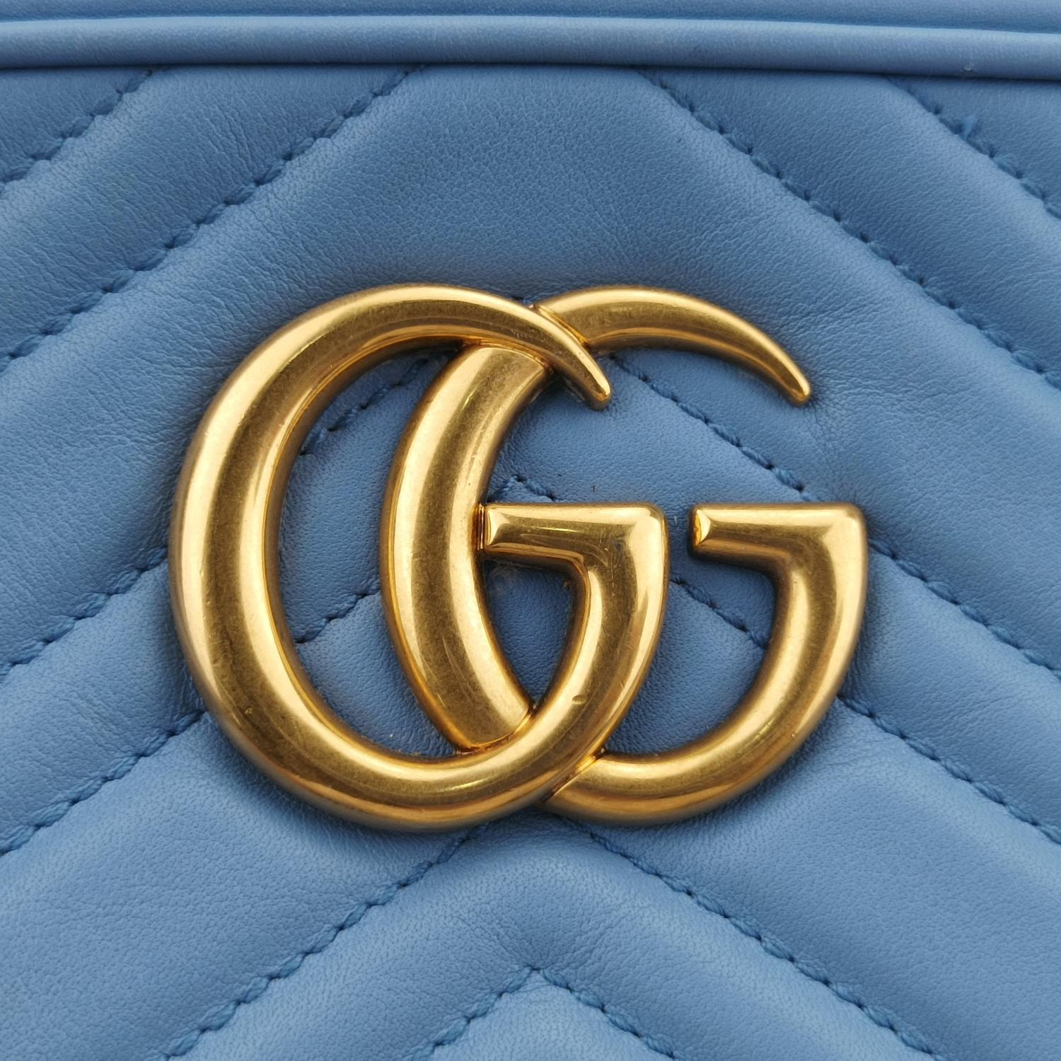 グッチ Gucci ショルダーバッグ レディース GGマーモント ブルー レザー 447632 G020981644