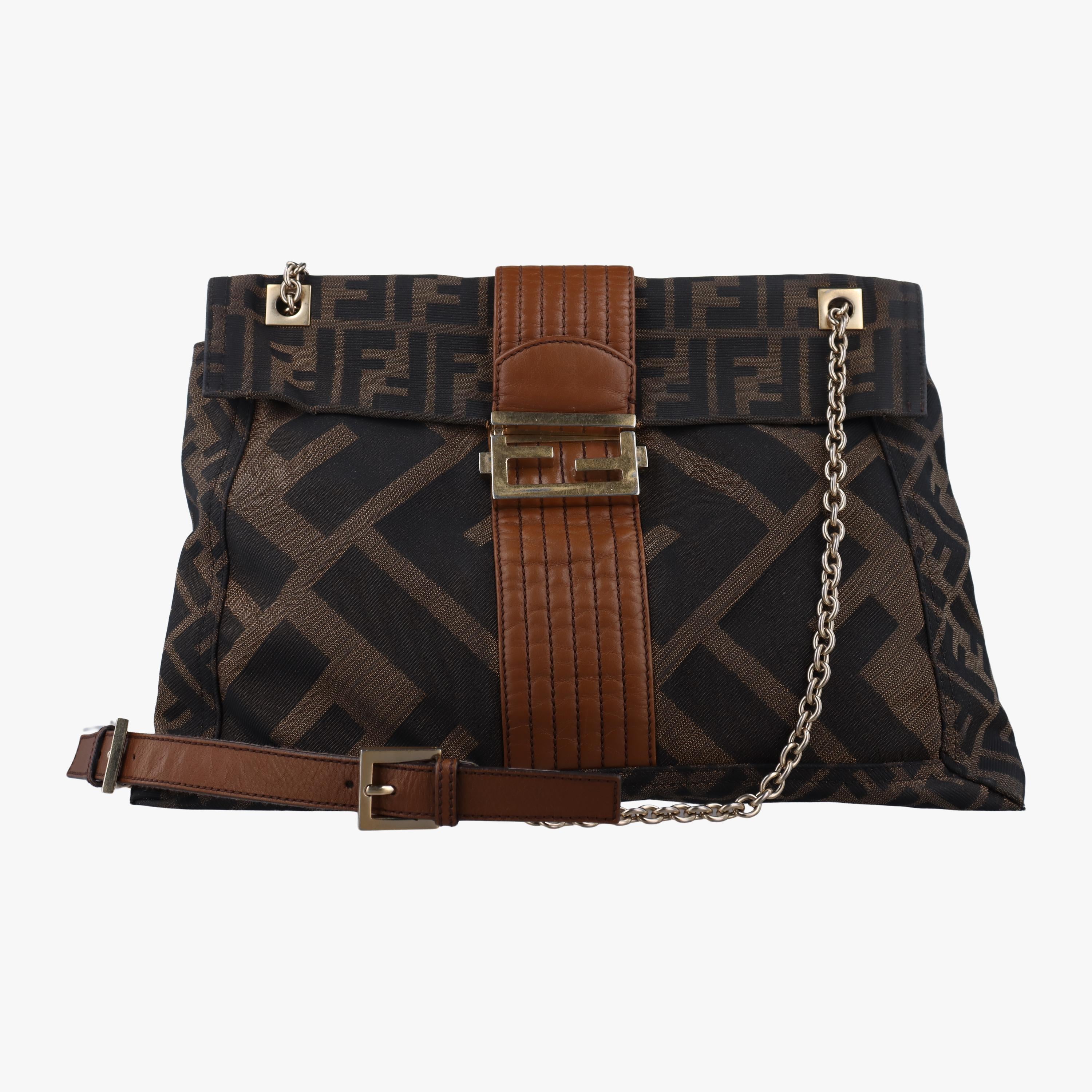 フェンディ Fendi ショルダーバッグ レディース ズッカ　マキシバゲット ブラウン キャンバス 8BT143-ZM2 118-2566