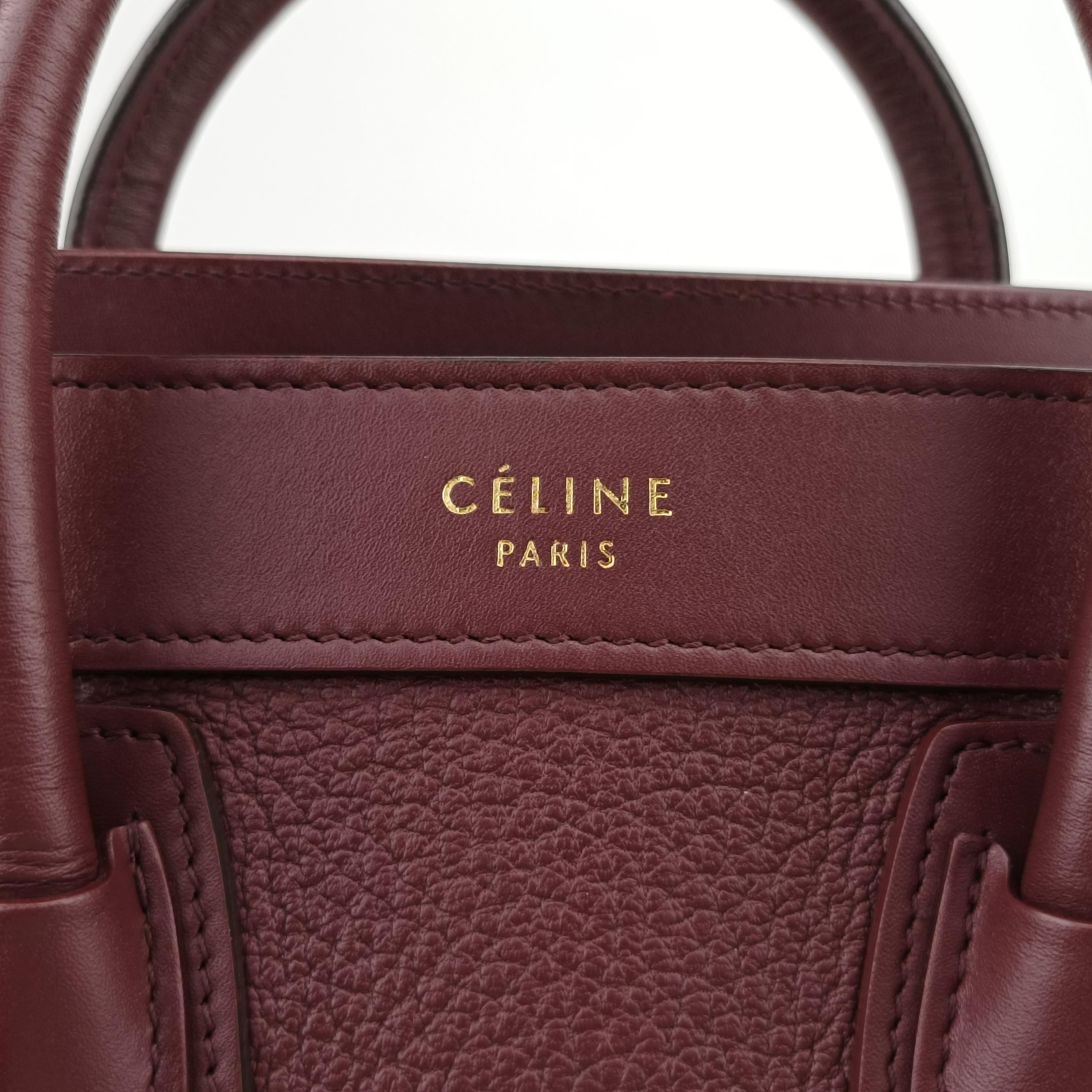 セリーヌ Celine ショルダーバッグ レディース ラゲージナノショッパー ワインレッド レザー F-GA-1115