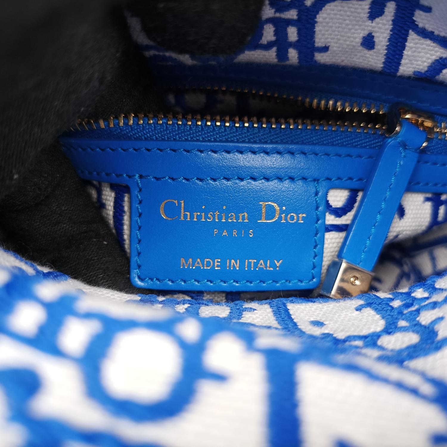 クリスチャンディオール Christian Dior ショルダーバッグ レディース ウィッカー オブリーク　レディディオール ブルー ストロー 63-MA-0262