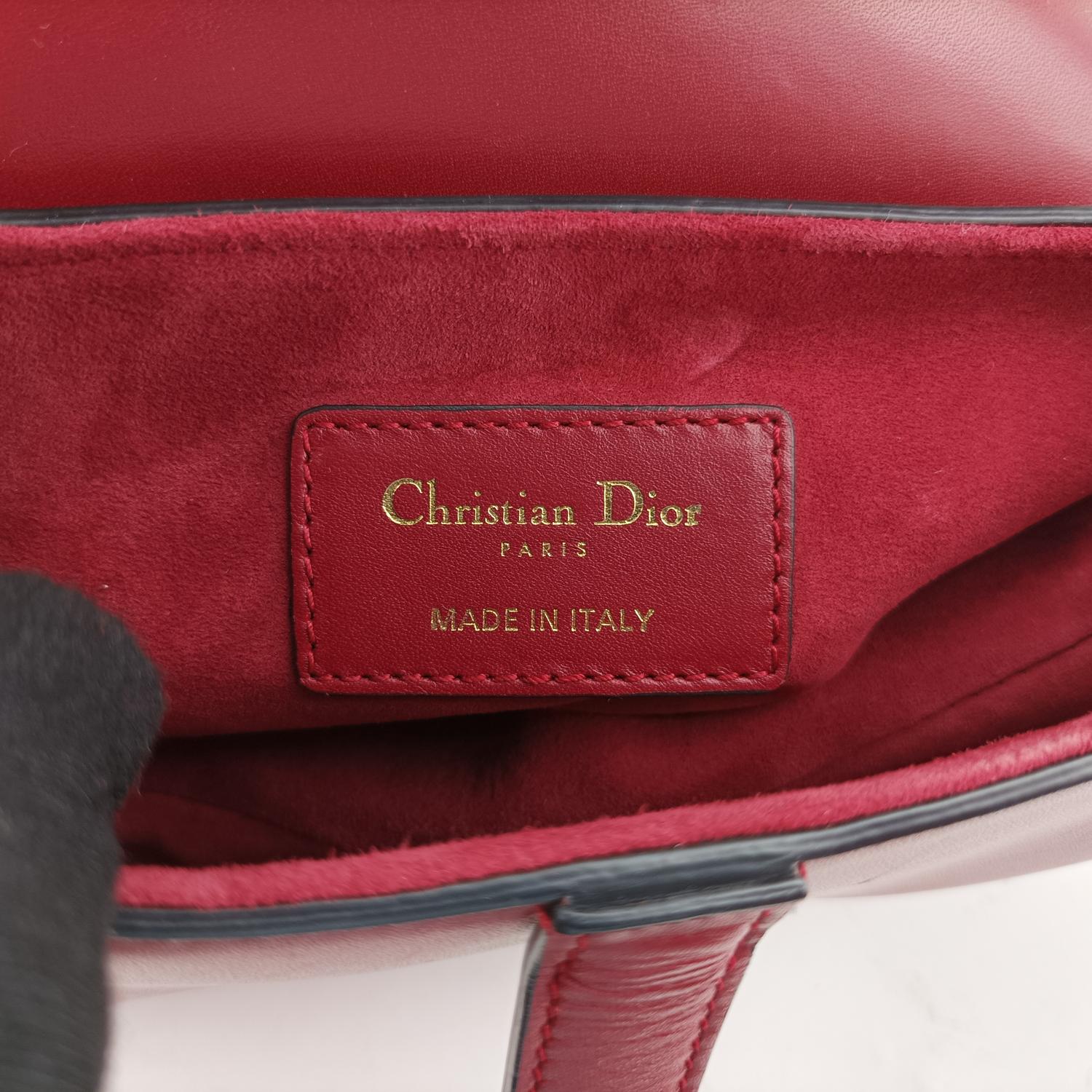 クリスチャンディオール Christian Dior ハンドバッグ レディース サドル レッド レザー 19-MA-0168