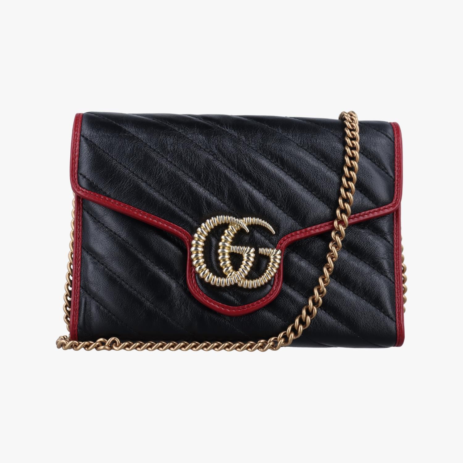 グッチ Gucci ショルダーバッグ レディース GGマーモント ブラック レザー 573807