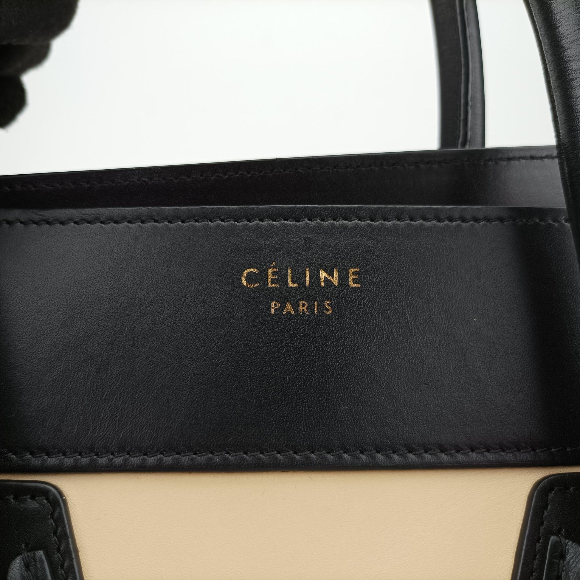 セリーヌ Celine ハンドバッグ レディース ラゲージミニショッパー ベージュ×ブラック×ブラウン レザー F-CU-0154