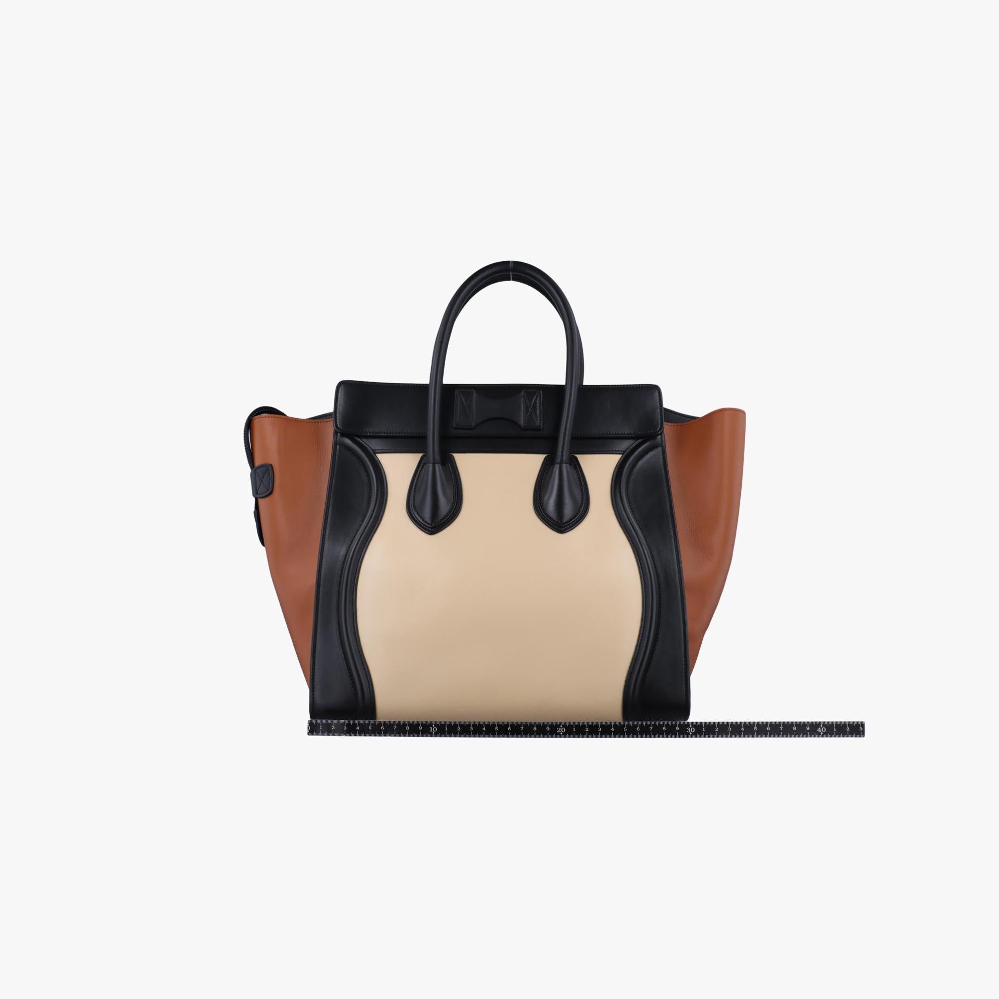 セリーヌ Celine ハンドバッグ レディース ラゲージミニショッパー ベージュ×ブラック×ブラウン レザー F-CU-0154