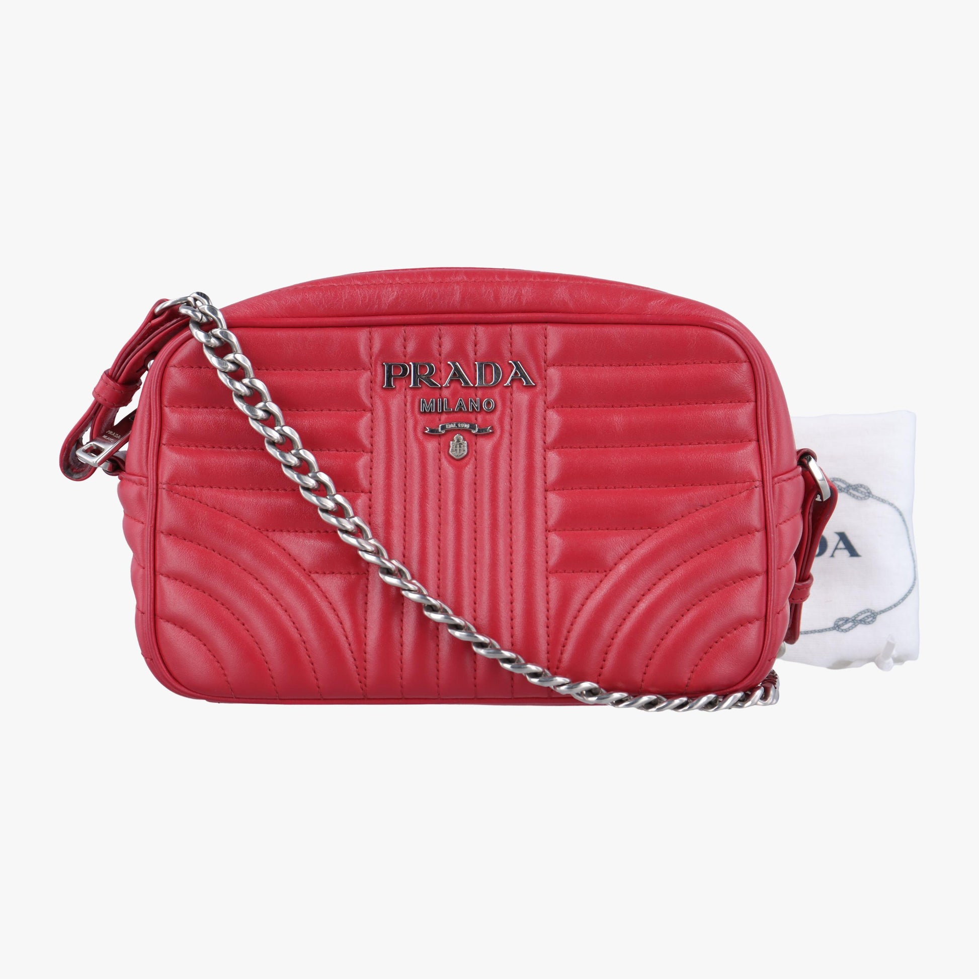 プラダ Prada ショルダーバッグ レディース ダイアグラム レッド レザー 1BH084 31/D