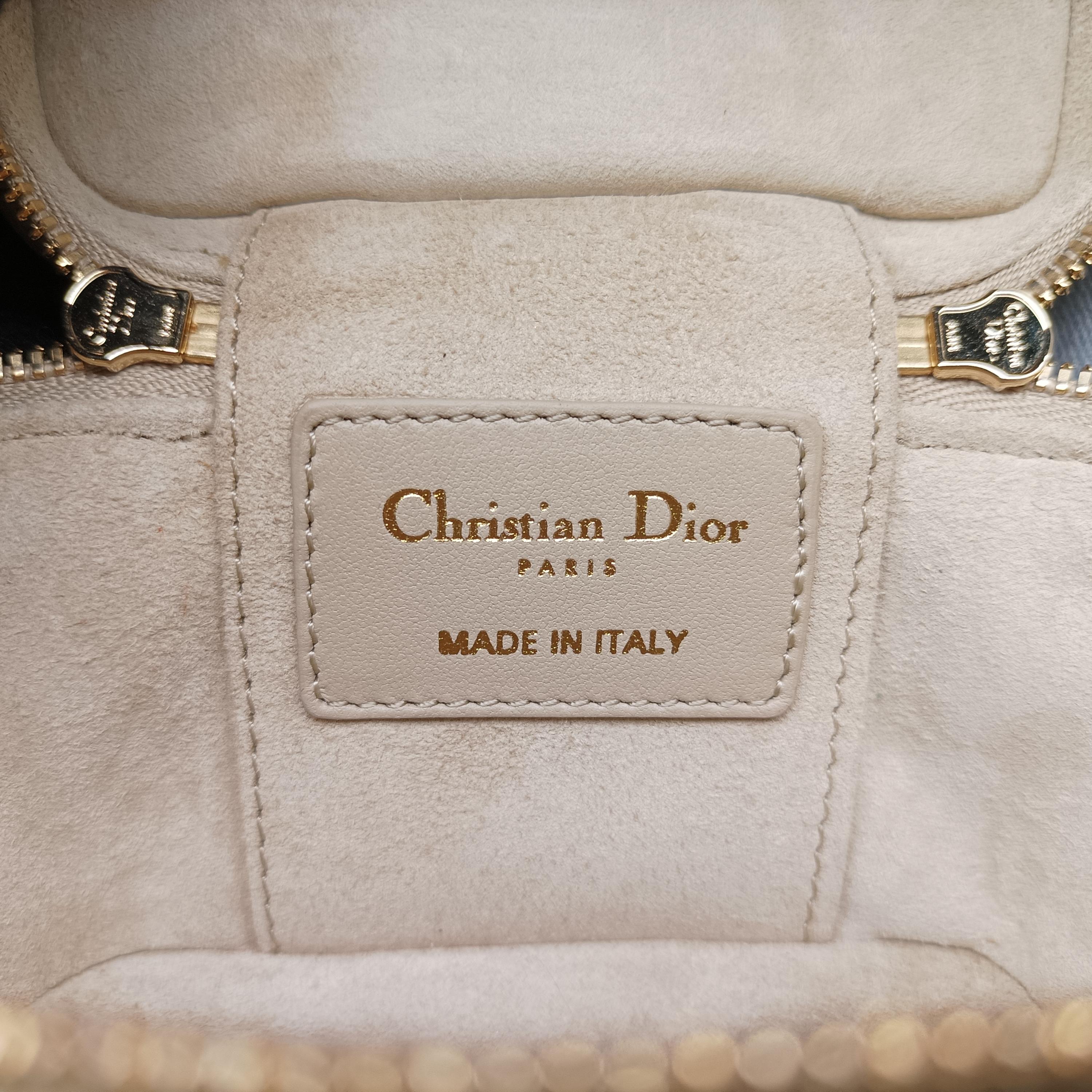 クリスチャンディオール Christian Dior ショルダーバッグ レディース マイクロ レディ ディオール バニティ ケース カナージュ ベージュ ラムスキン 40-MA-0211