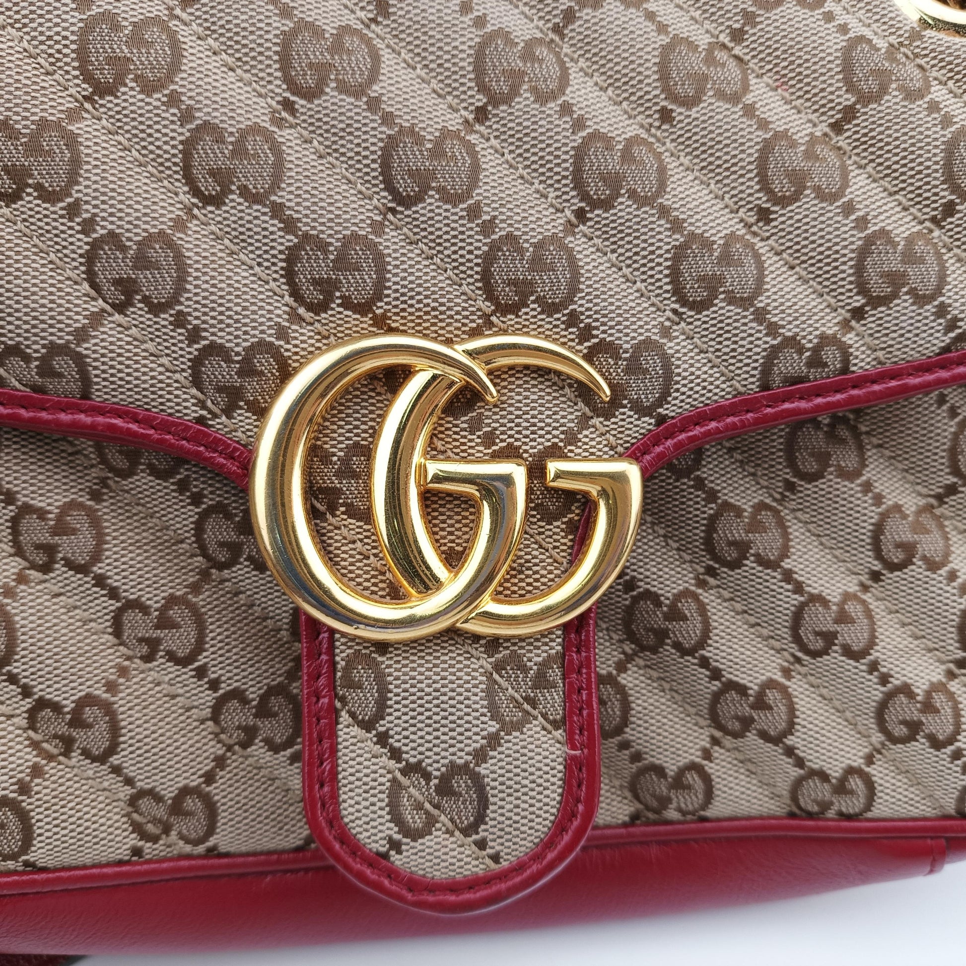 グッチ Gucci ショルダーバッグ レディース GGマーモント ブラウン キャンバス 443497 I031399811