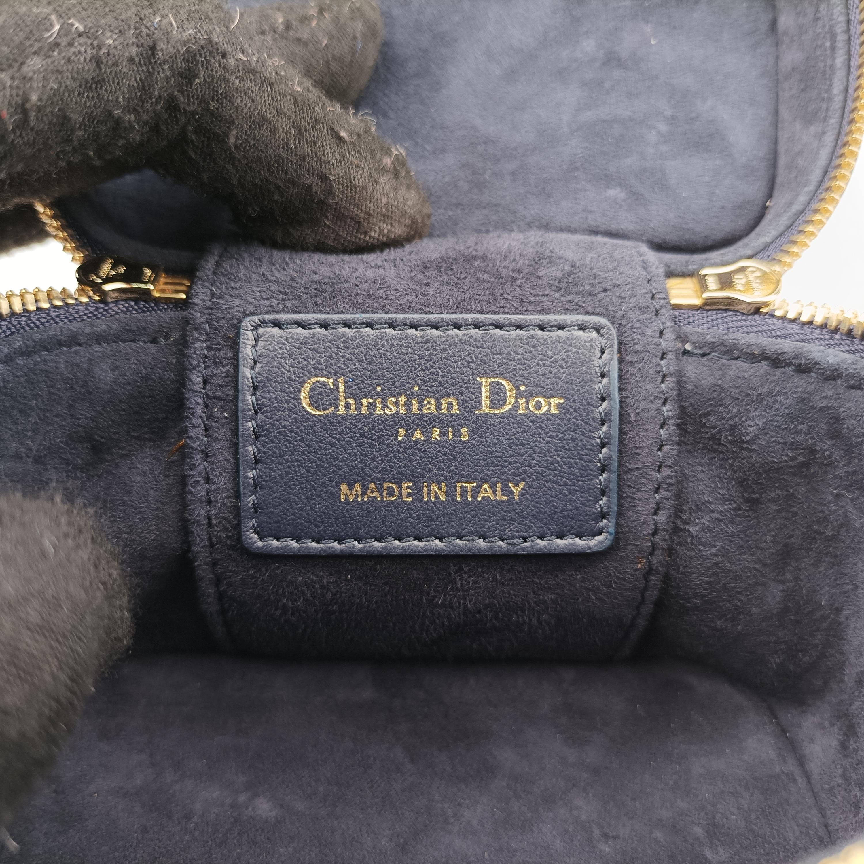 クリスチャンディオール Christian Dior ショルダーバッグ レディース レディディオール ネイビーxレッド レザー 40-MA-0231