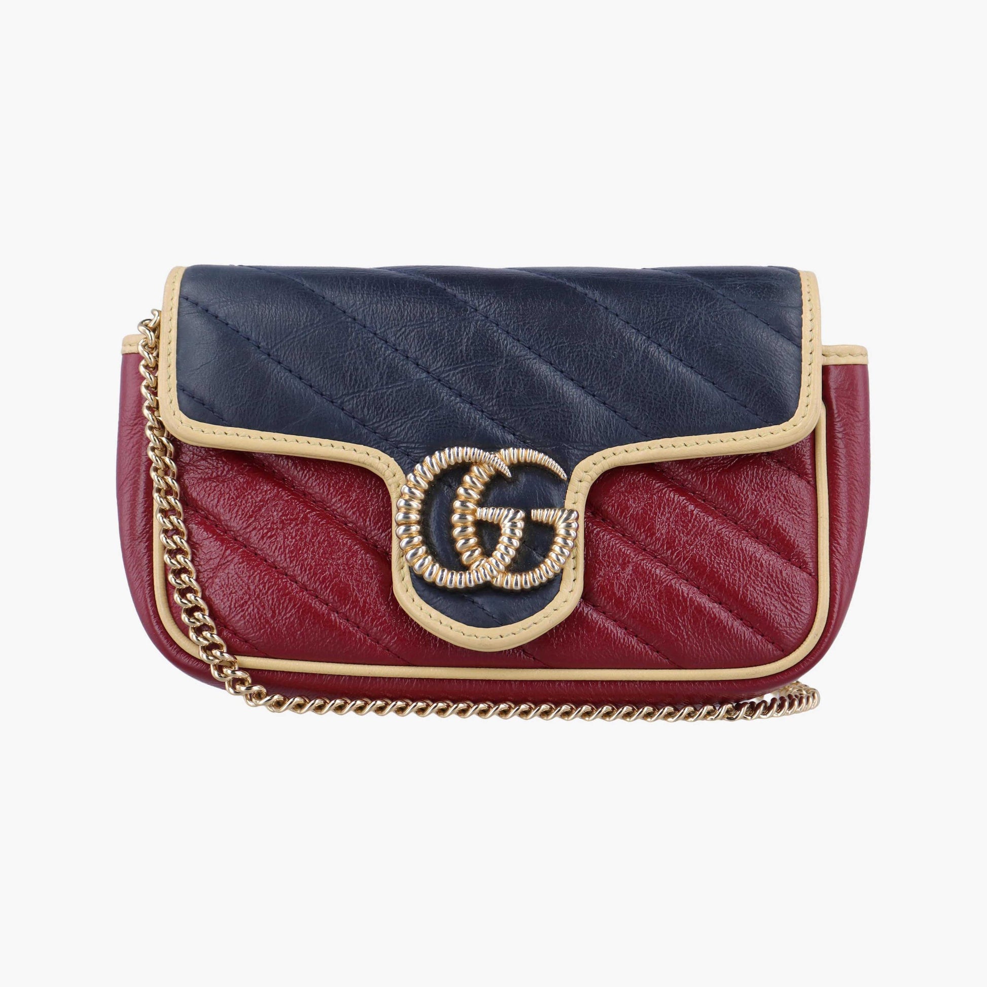 グッチ Gucci ショルダーバッグ レディース GGマーモント ネイビー×レッド レザー 574969 2149