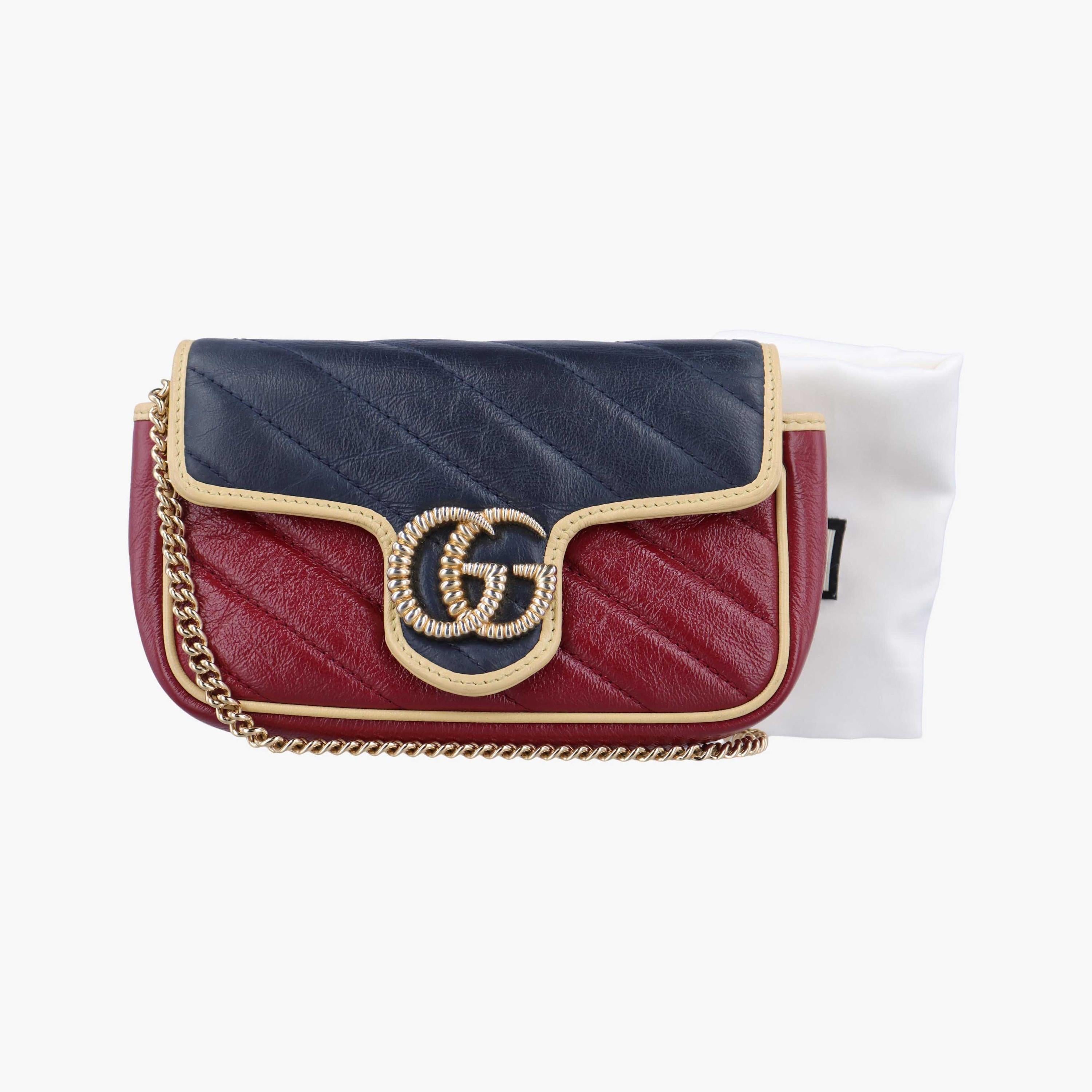 グッチ Gucci ショルダーバッグ レディース GGマーモント ネイビー×レッド レザー 574969 2149