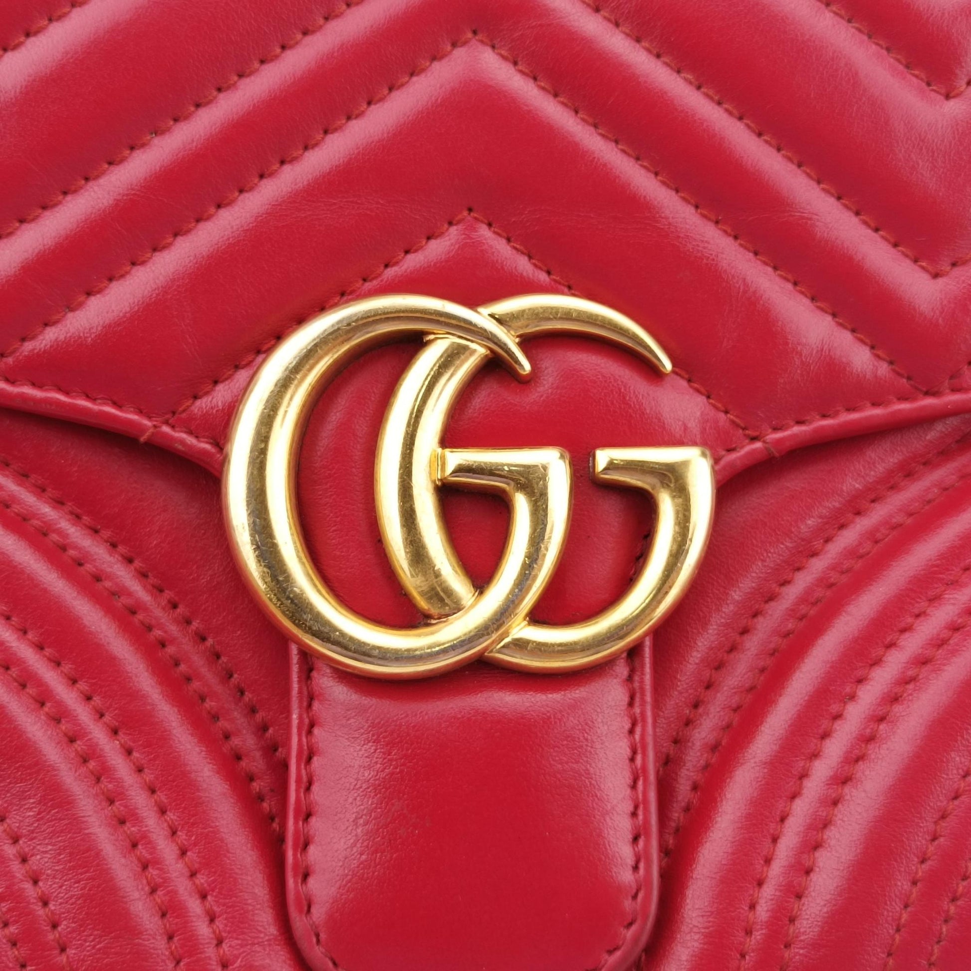 グッチ Gucci ショルダーバッグ レディース GGマーモント レッド レザー 498100 493075