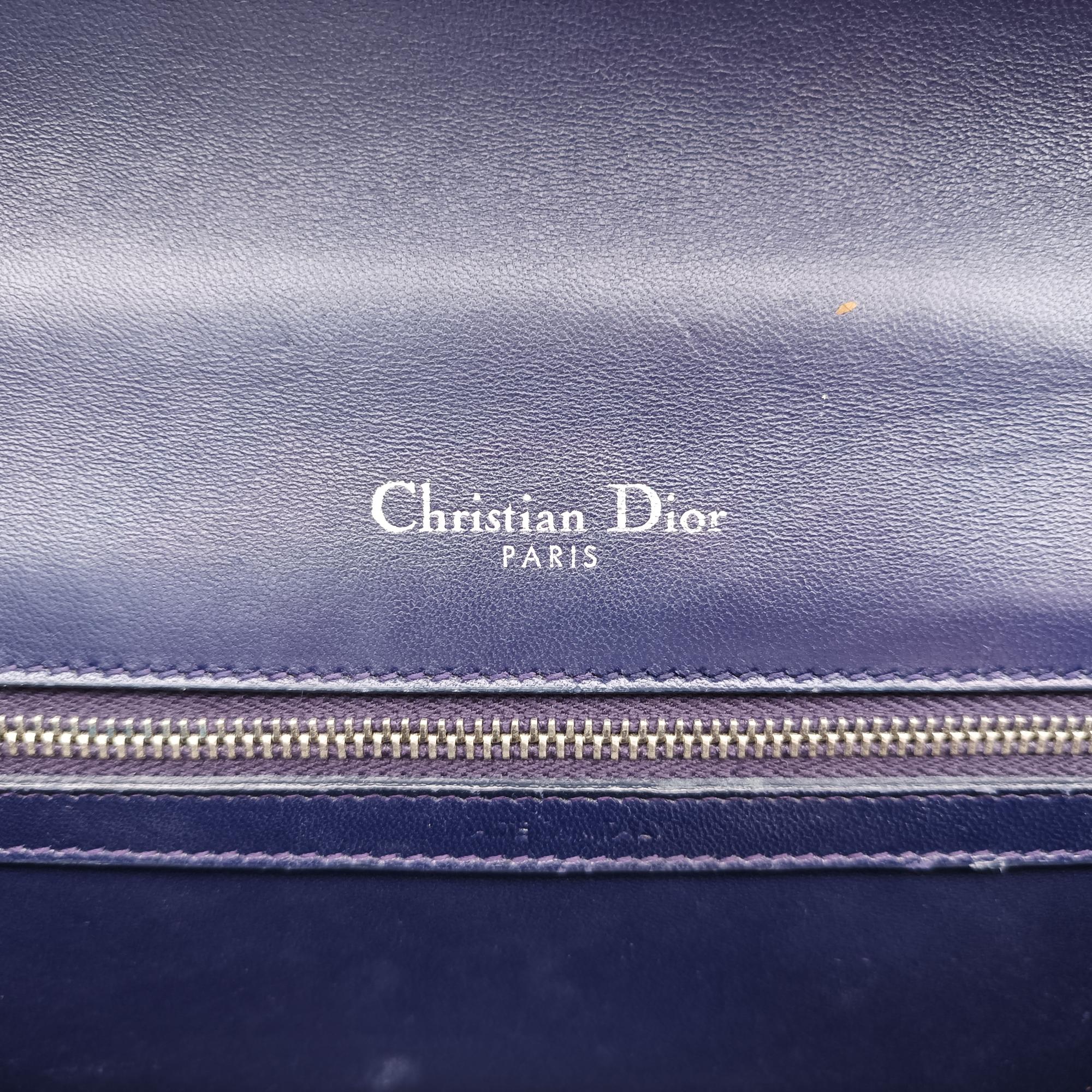 クリスチャンディオール Christian Dior ショルダーバッグ レディース ディオラマ シルバー×ネイビー レザー 13-BO-0156