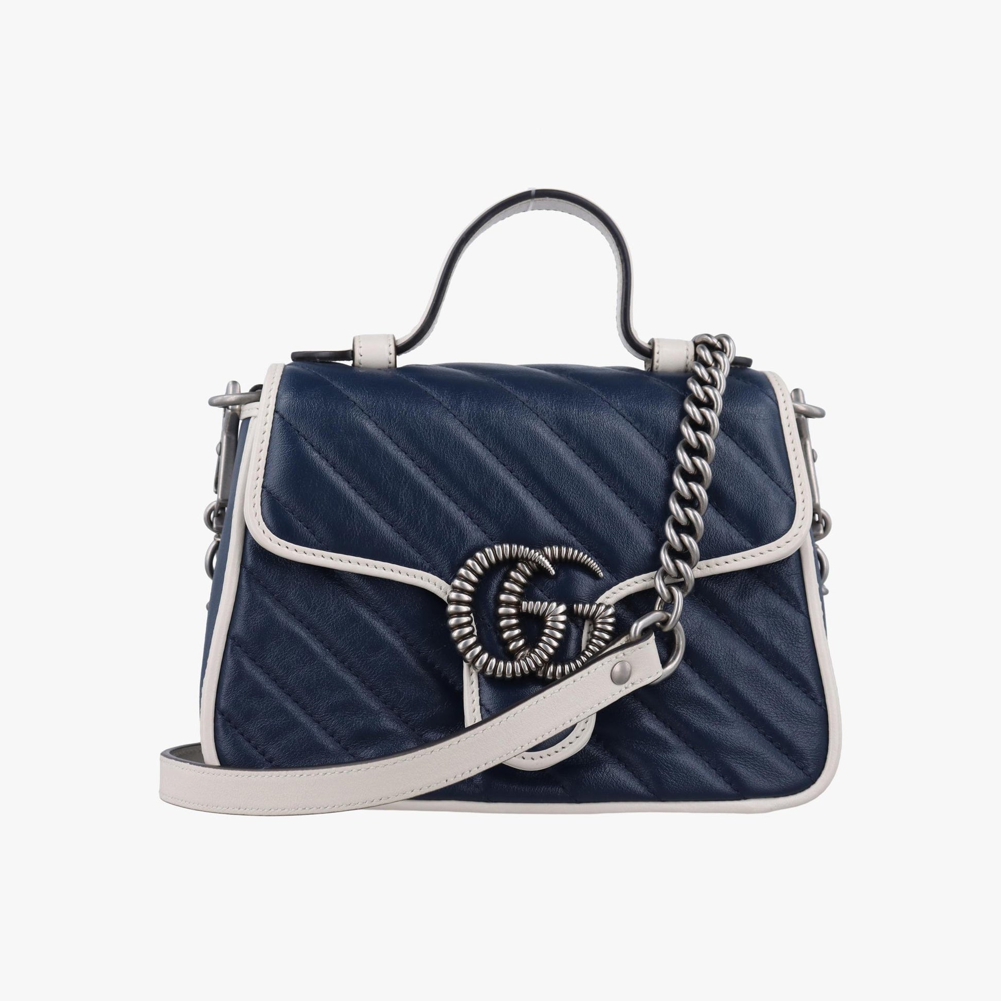 グッチ Gucci ショルダーバッグ レディース GGマーモント ネイビー レザー 583571 493075