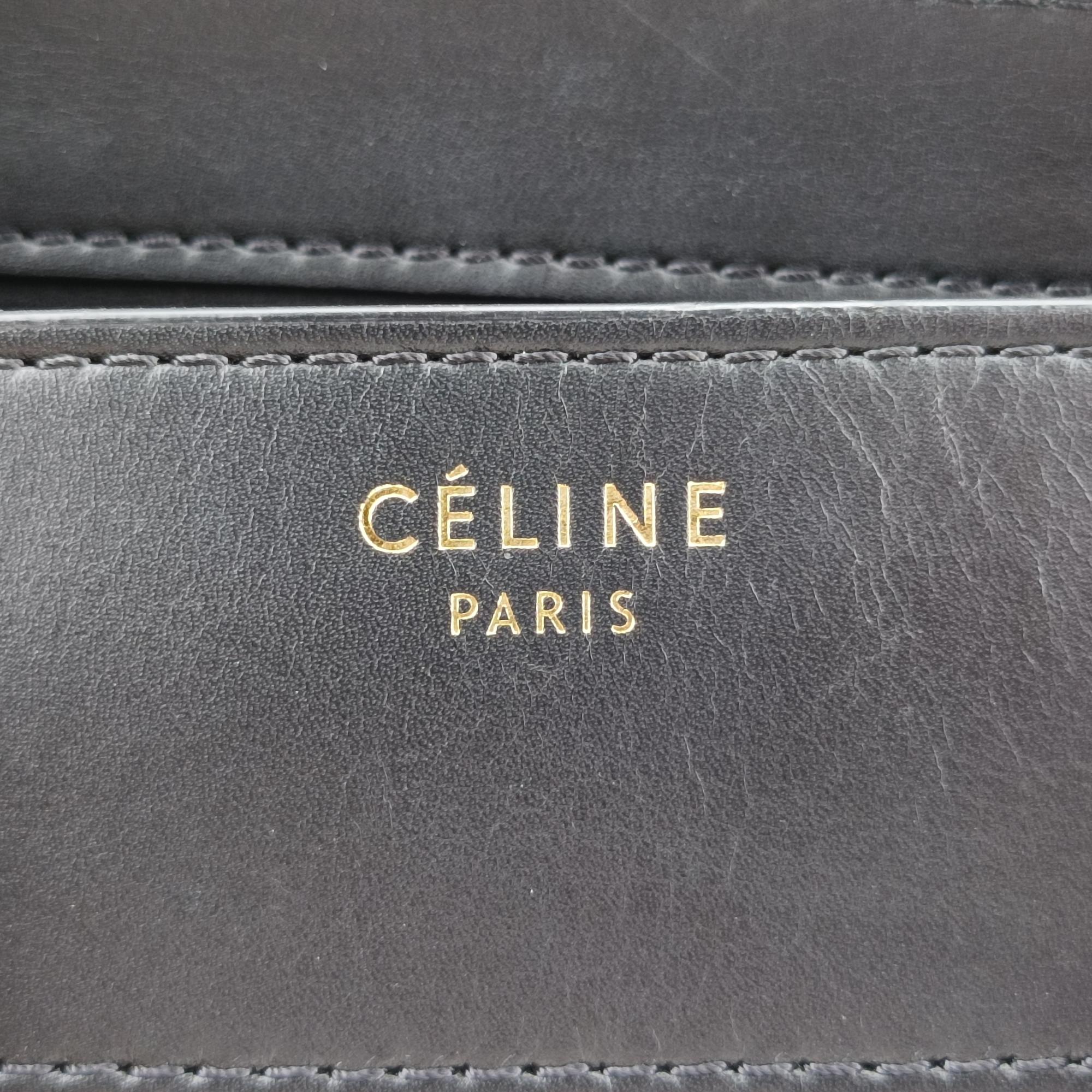 セリーヌ Celine ハンドバッグ レディース ラゲージミニショッパー ブラック×ベージュ×ブラウン レザー× スエード S-SA-0112 S-MM-0112