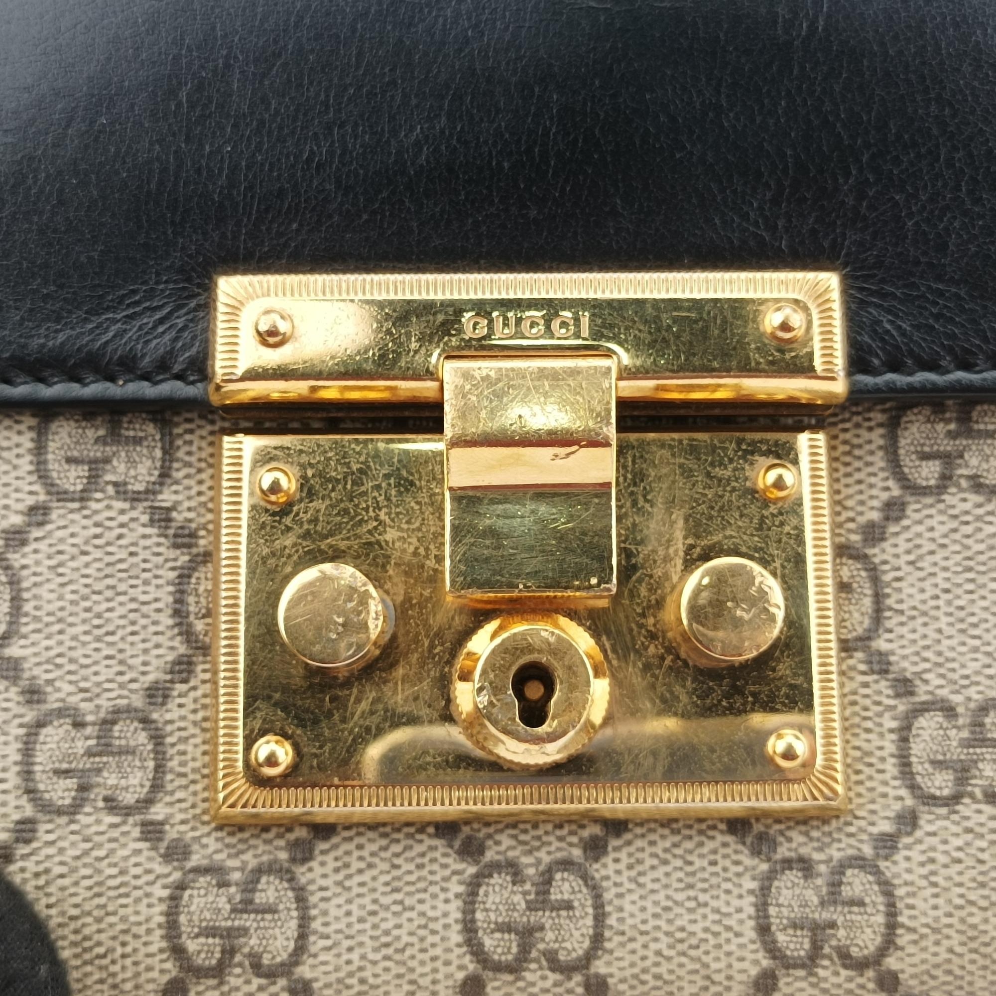 グッチ Gucci ショルダーバッグ レディース パドロック ベージュ x ブラック PVCコーティングキャンバス×レザー 409487 H032477030