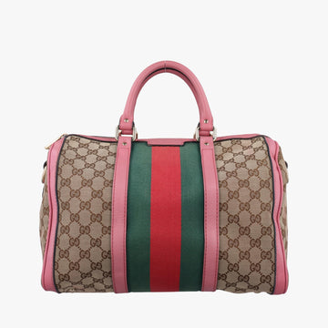 グッチ Gucci ボストンバッグ レディース シェリーライン ボストン ブラウン×マルチ キャンバス×レザー 247205 525040