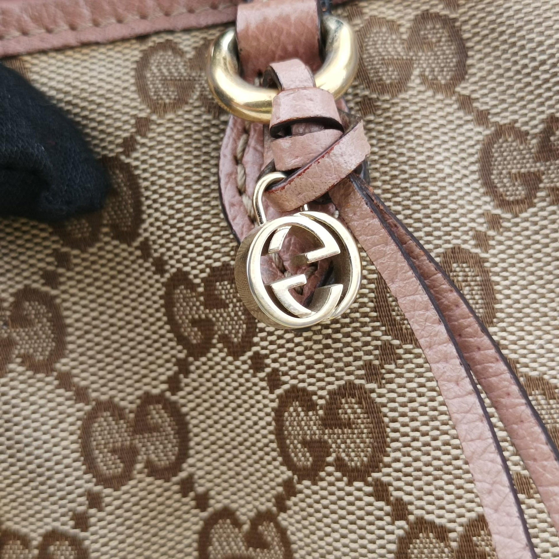 グッチ Gucci ショルダーバッグ レディース ブリー ベージュ x ピンク キャンバス x レザー 353121 E017261270